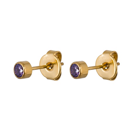 Пусеты Fiore Luna, Cubic zirconia Amethyst, SWE0128 AM G